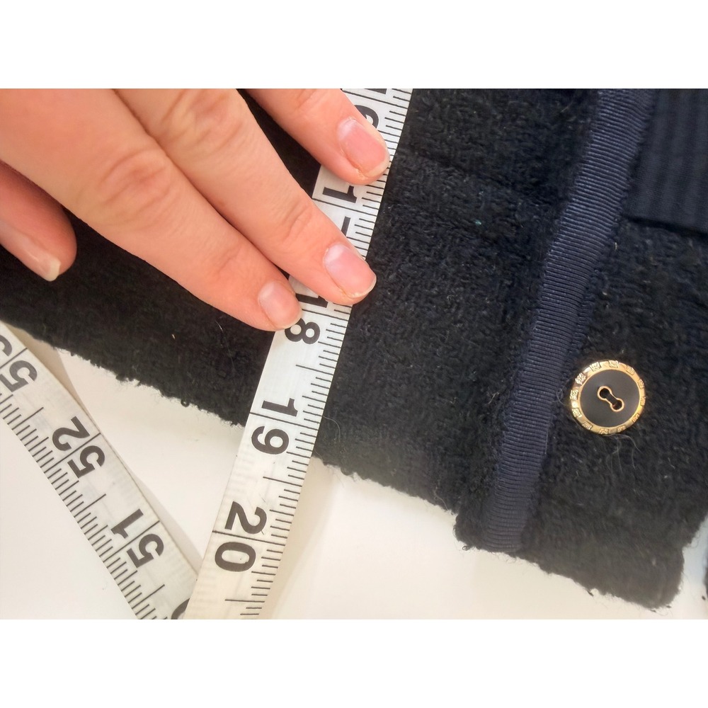 Edra Boucle Jacket Women Size 0 Black Excellent Gold Button Short Sleeve Cropped - Picture 7 of 9